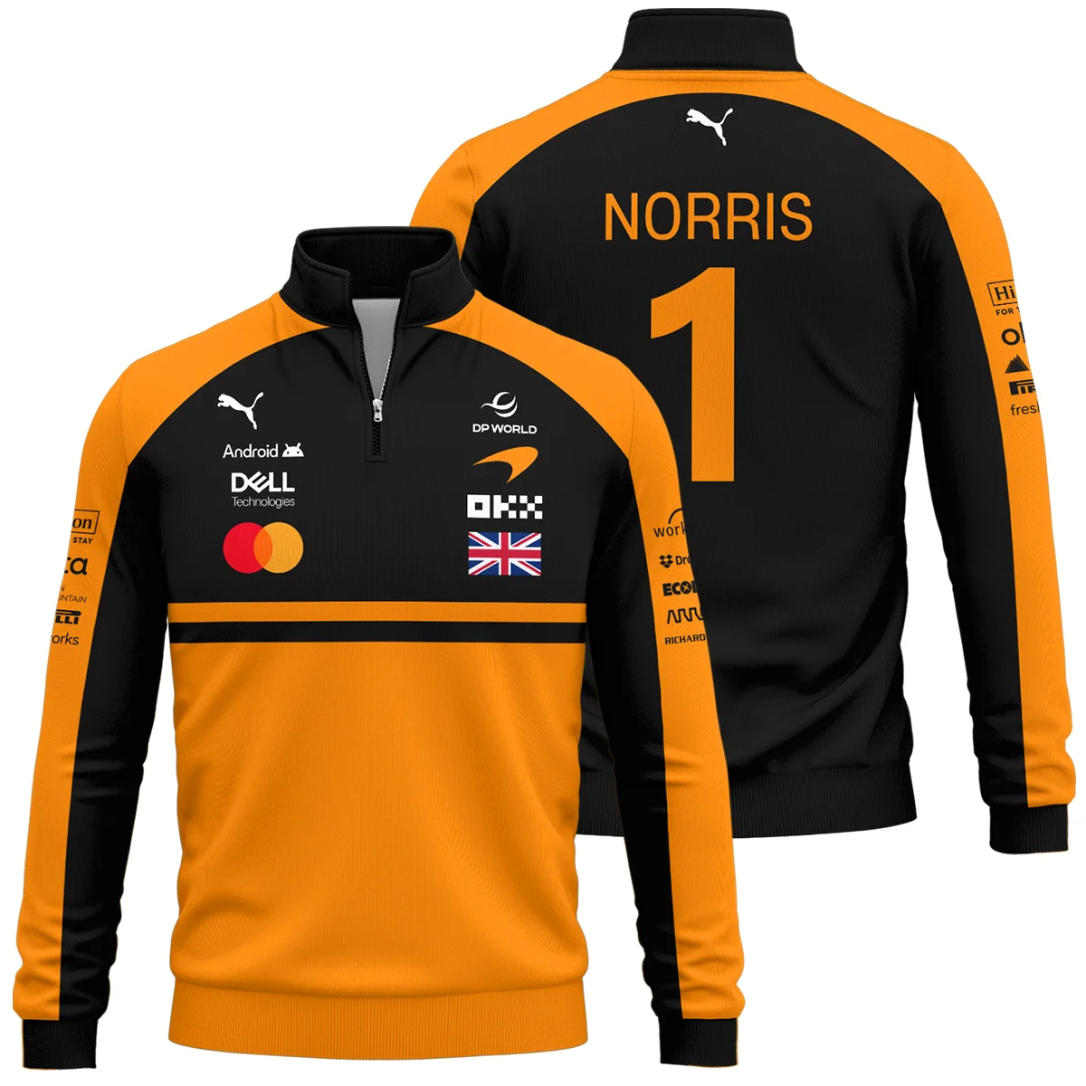 2026 Lando Norris McLaren F1 Teamwear Quarter Zip Sweatshirt Unisex Motorsport Apparel BLNR26126A1QZS - Orange