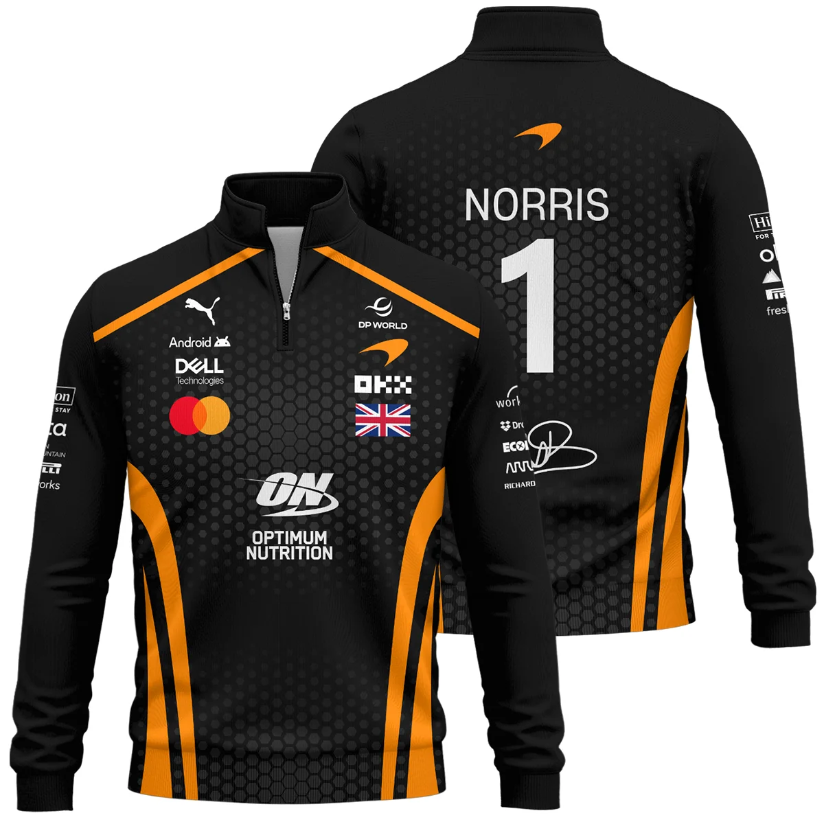 2026 Lando Norris McLaren F1 Teamwear Quarter Zip Sweatshirt Unisex Motorsport Apparel BLNR26226A1QZS - Orange