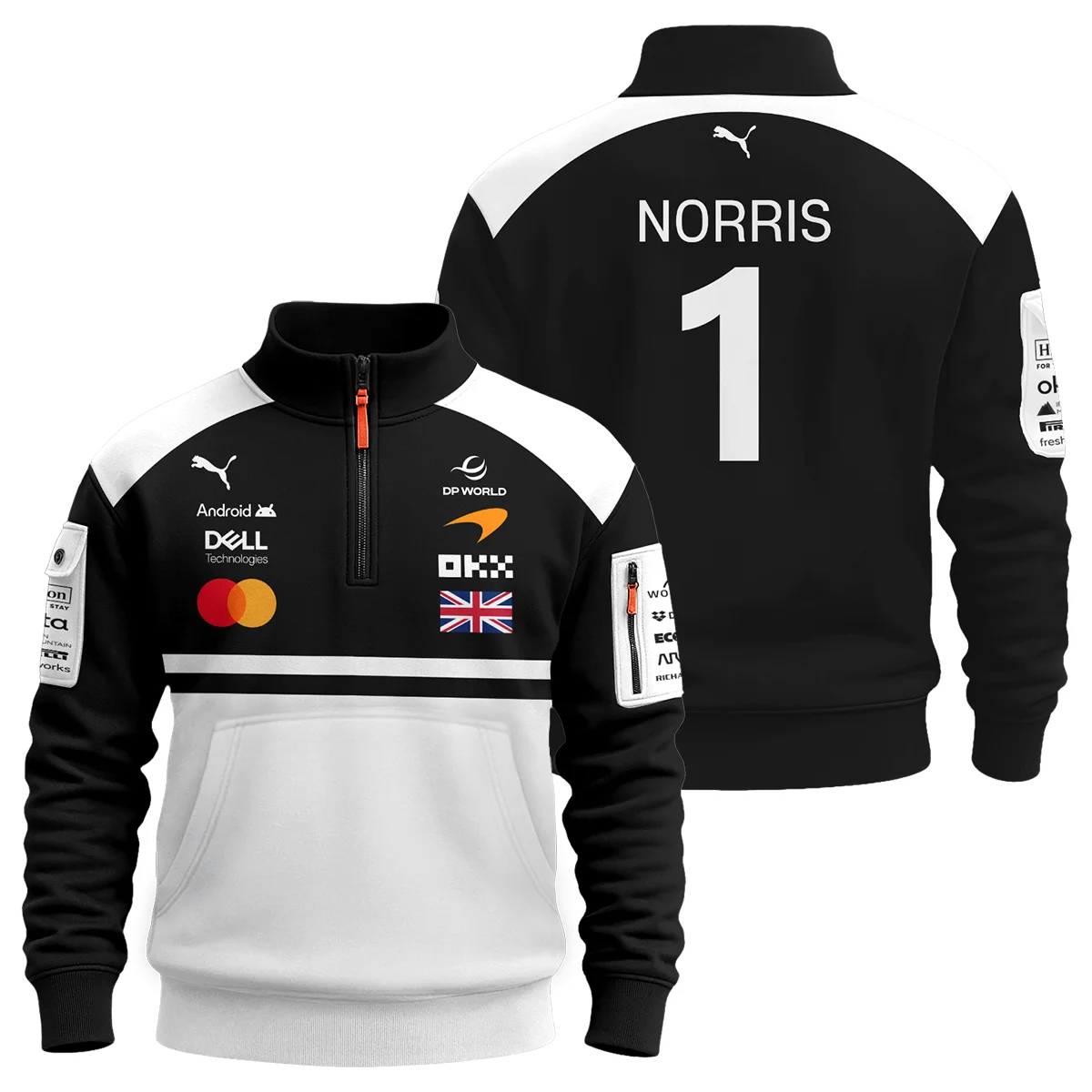 2026 Lando Norris McLaren F1 Teamwear Sweatshirt Zipper Unisex Motorsport Apparel BLNR26126A2SHZ - White