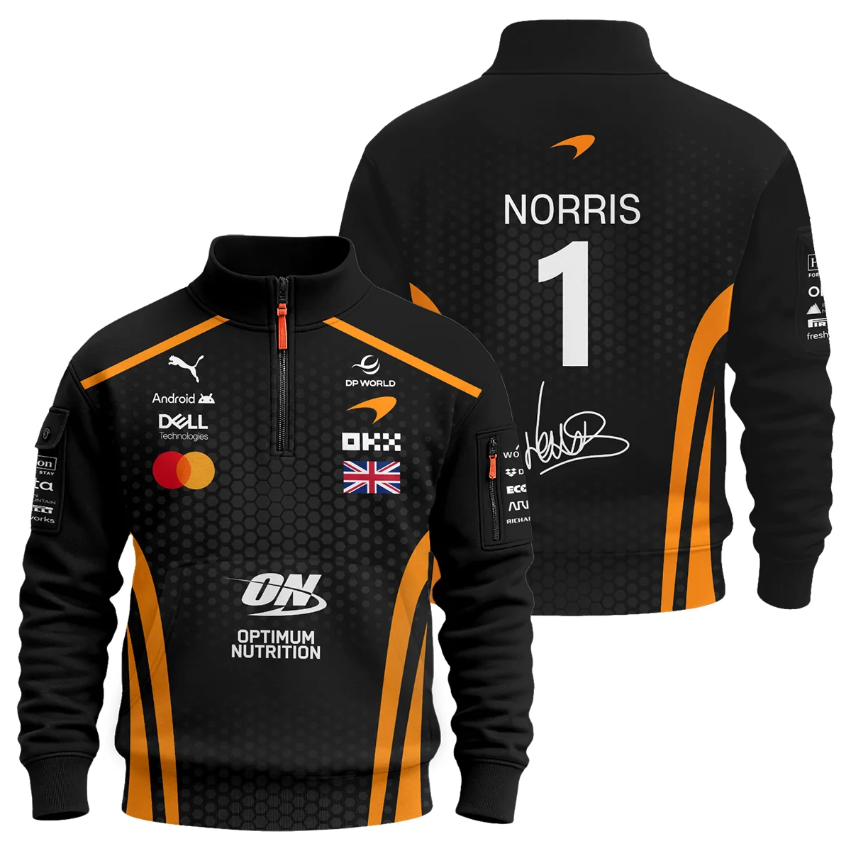 2026 Lando Norris McLaren F1 Teamwear Sweatshirt Zipper Unisex Motorsport Apparel BLNR26226A1SHZ - Orange