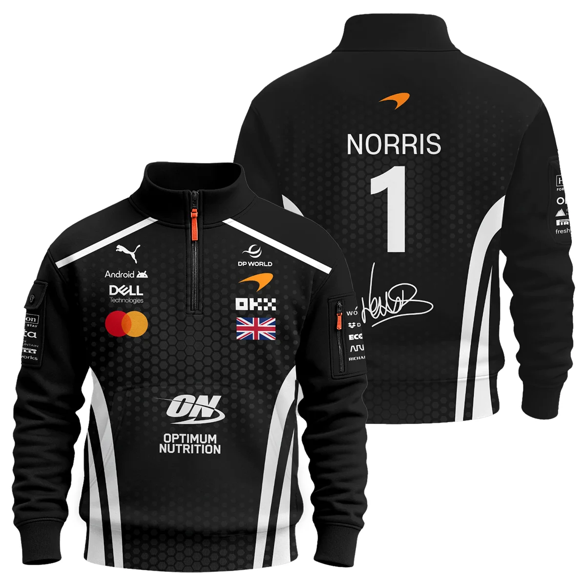 2026 Lando Norris McLaren F1 Teamwear Sweatshirt Zipper Unisex Motorsport Apparel BLNR26226A2SHZ - White