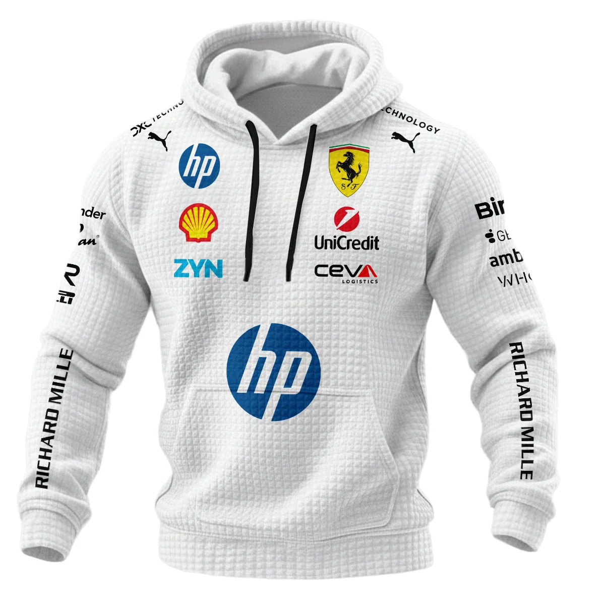 Alternative view of 2026 Leclerc 16 Ferrari F1 Teamwear Hoodie Quilted Waffle BLVAFRR2226A2HQW