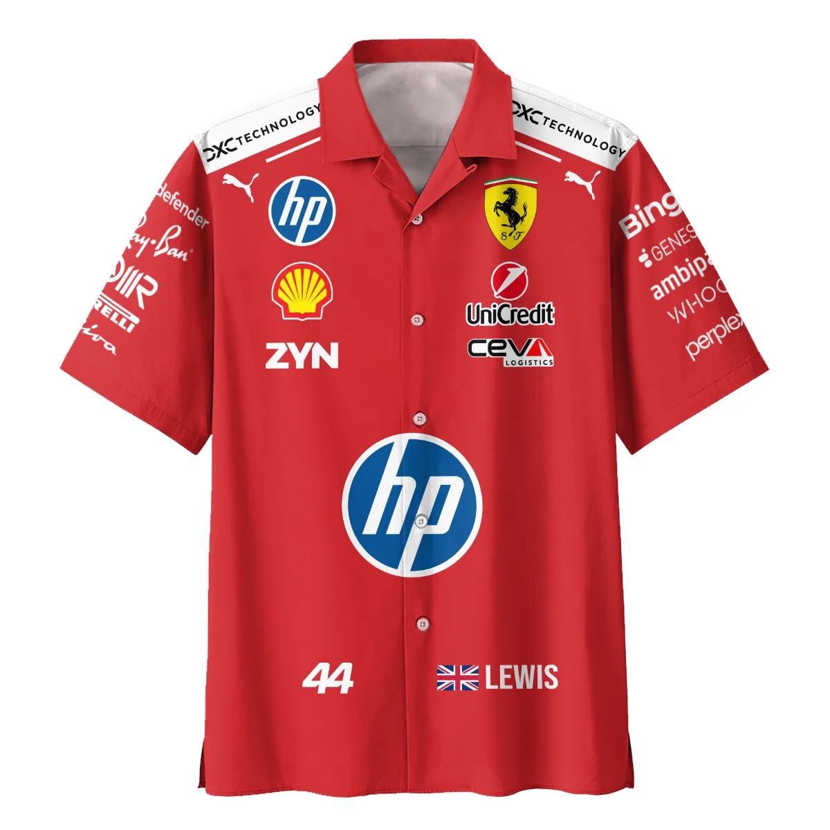 2026 Lewis Hamilton Ferrari F1 Teamwear Hawaiian Shirt BLVAFRR2226A3HW - Image 2