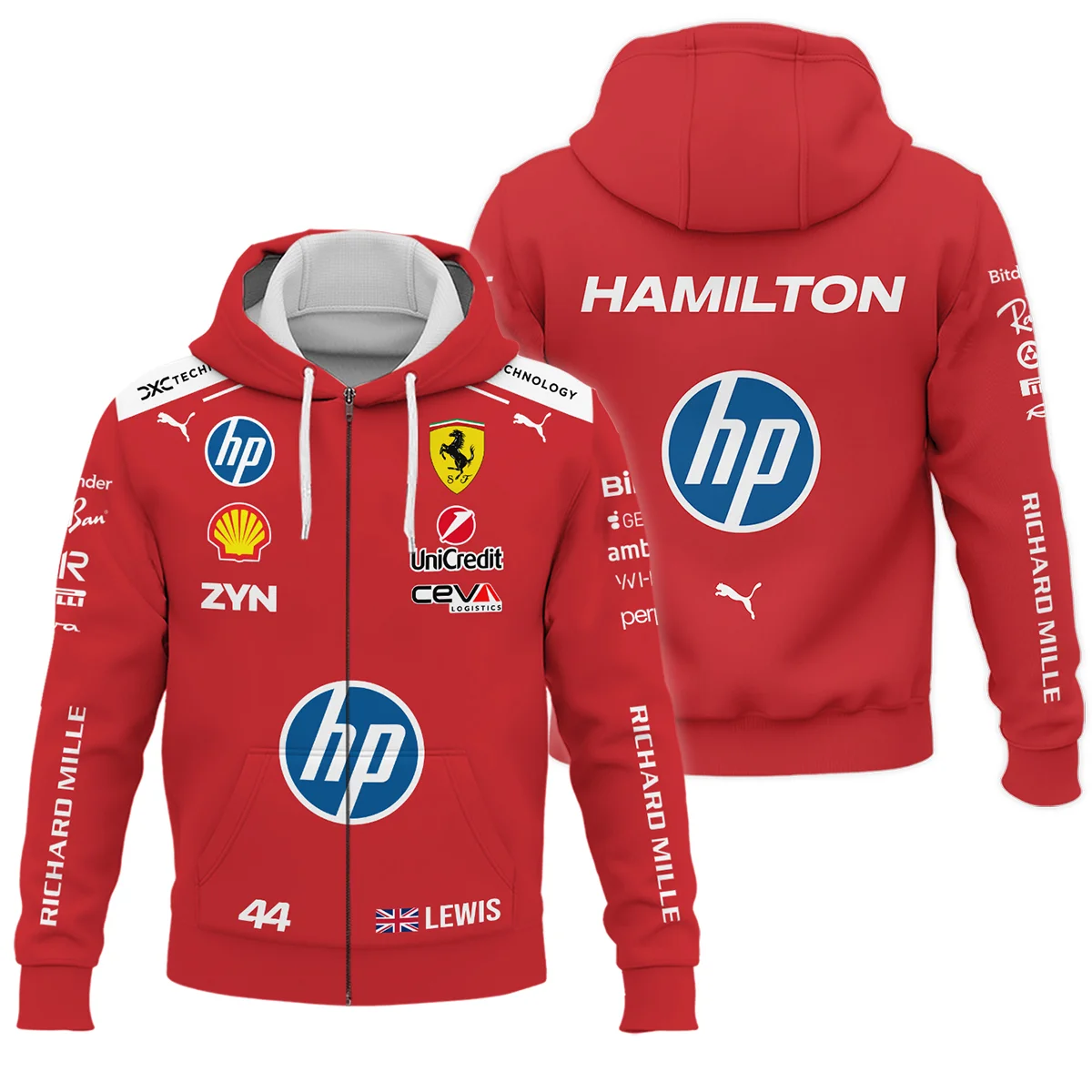 2026 Lewis Hamilton Ferrari F1 Teamwear Zipper Hoodie Unisex Motorsport Apparel BLVAFRR2226A3ZHD