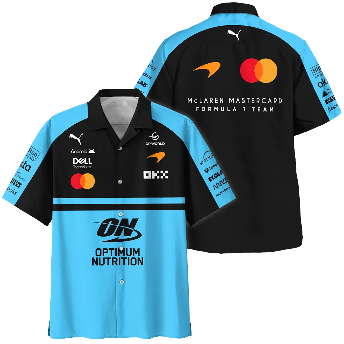 2026 McLaren F1 Teamwear For Fans Hawaiian Shirt Unisex Motorsport Apparel BLMCL25126A3HW - Cyan