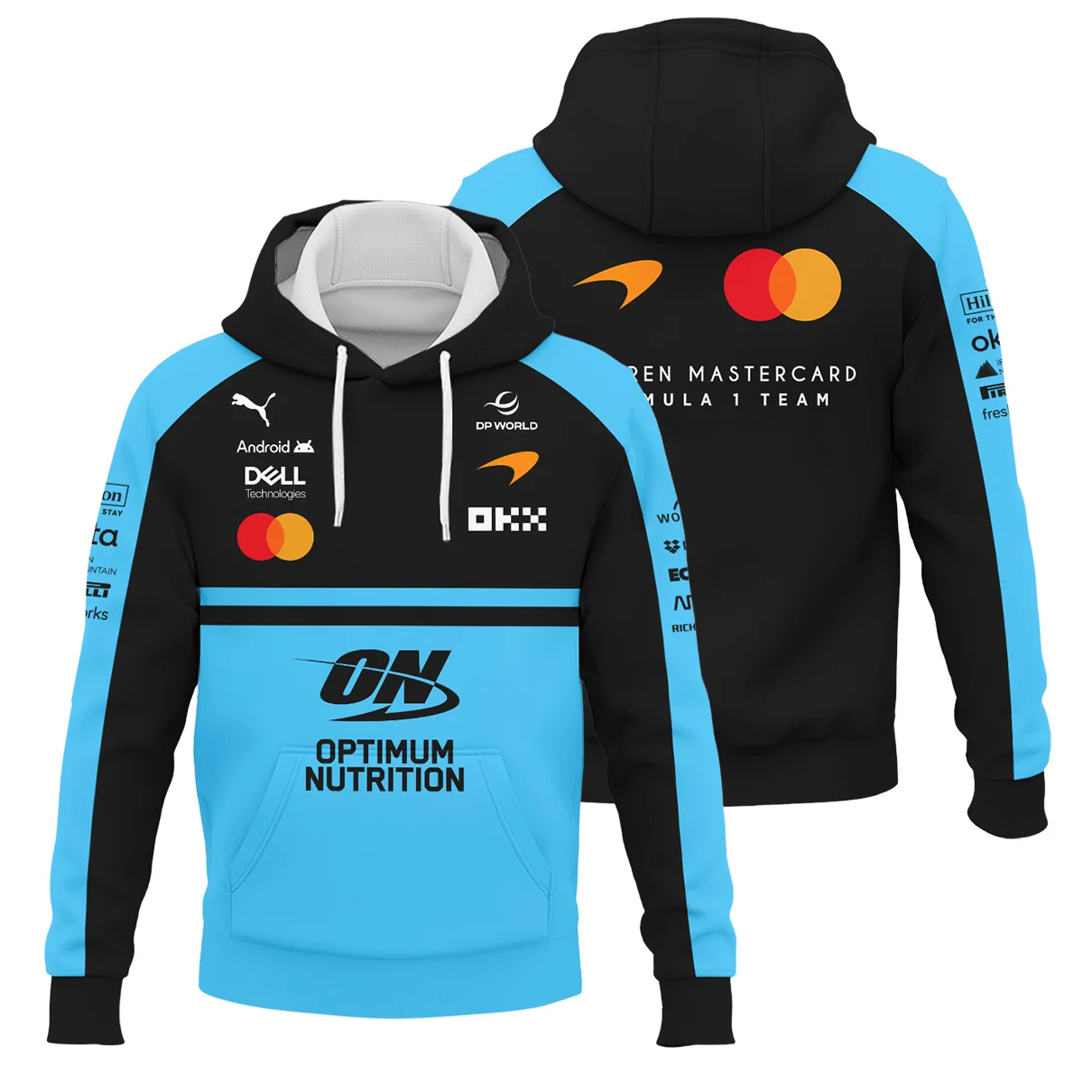 2026 McLaren F1 Teamwear For Fans Hoodie Unisex Motorsport Apparel BLMCL25126A3HD - Cyan