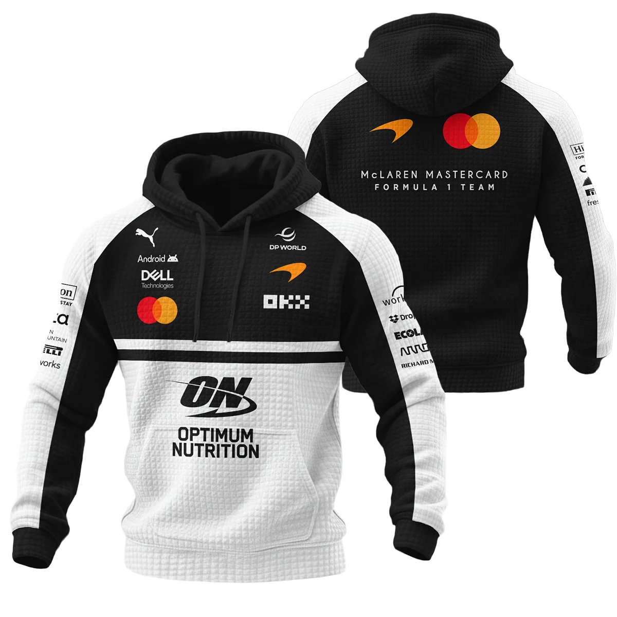 2026 McLaren F1 Teamwear For Fans Hoodie Quilted Waffle Unisex Motorsport Apparel BLMCL25126A2HQW - White