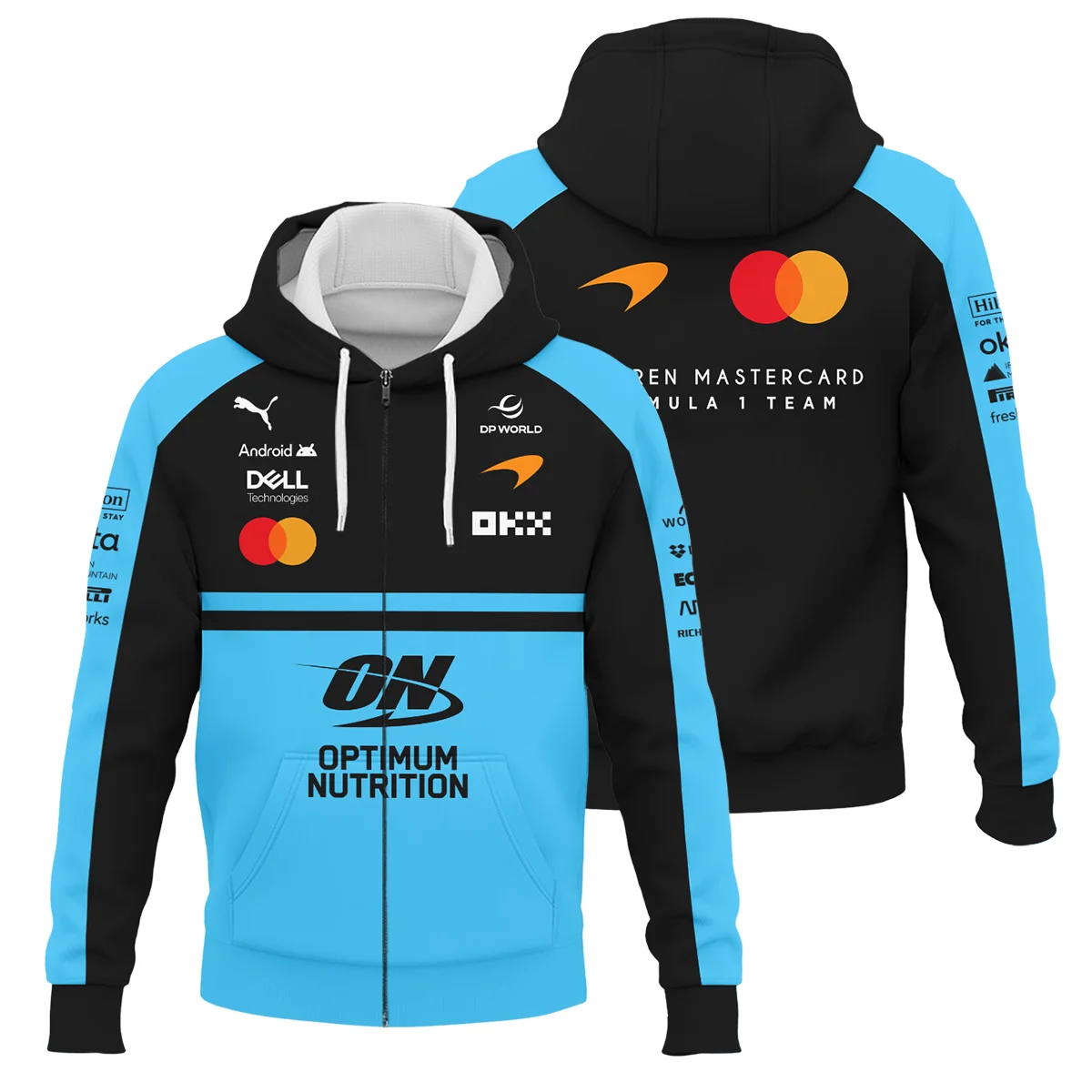 2026 McLaren F1 Teamwear For Fans Zipper Hoodie Unisex Motorsport Apparel BLMCL25126A3ZHD - Cyan
