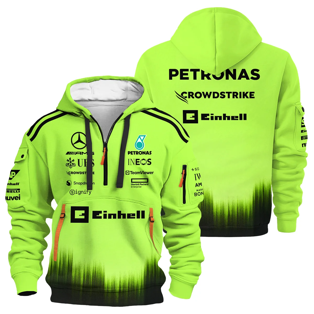2026 Mercedes F1 Teamwear Hoodie Half Zip Unisex Motorsport Apparel BLVAMER1226A5HDF - Green