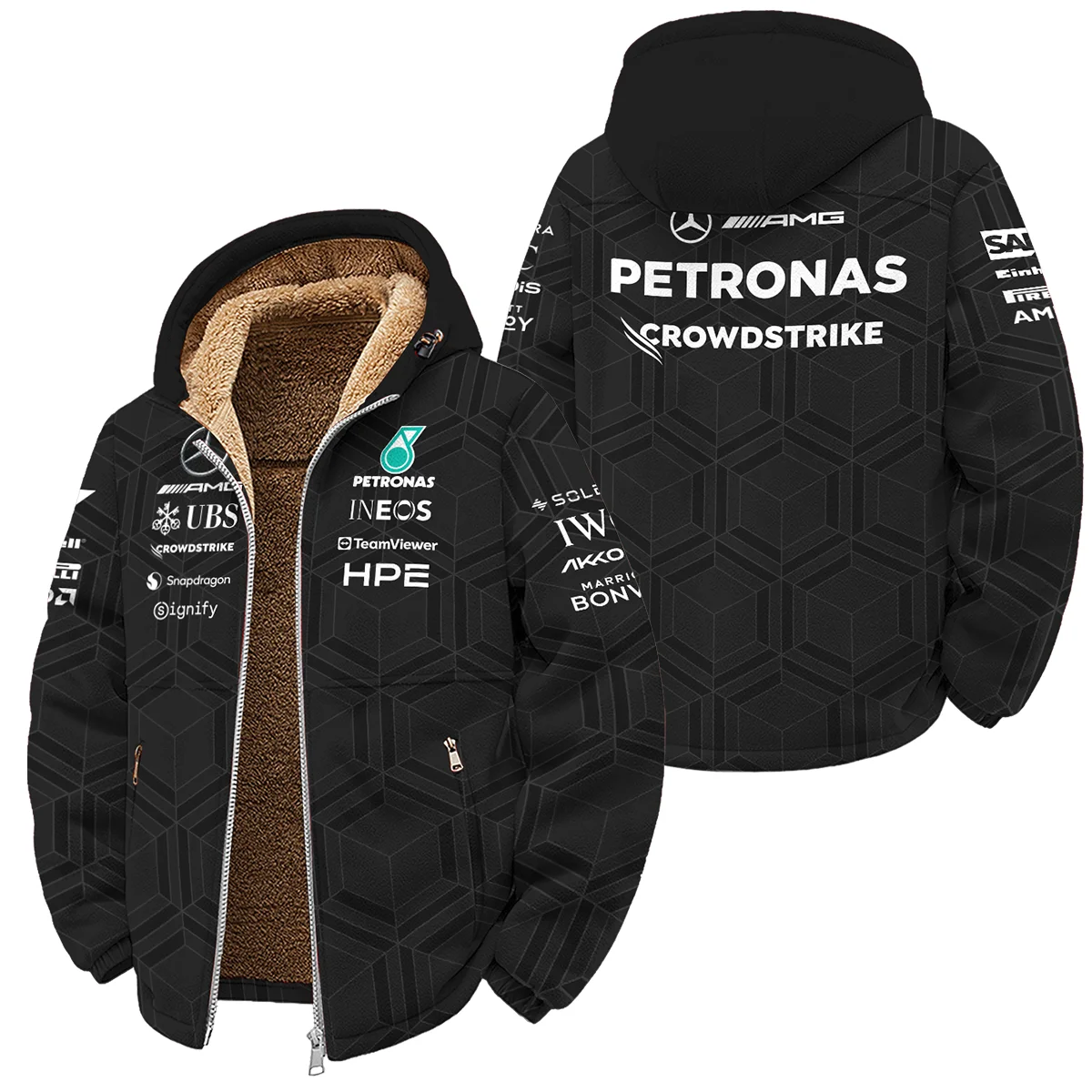 2026 Mercedes F1 Teamwear Winter Fleece Jacket Unisex Motorsport Apparel BLVAMER1226A1WFJ