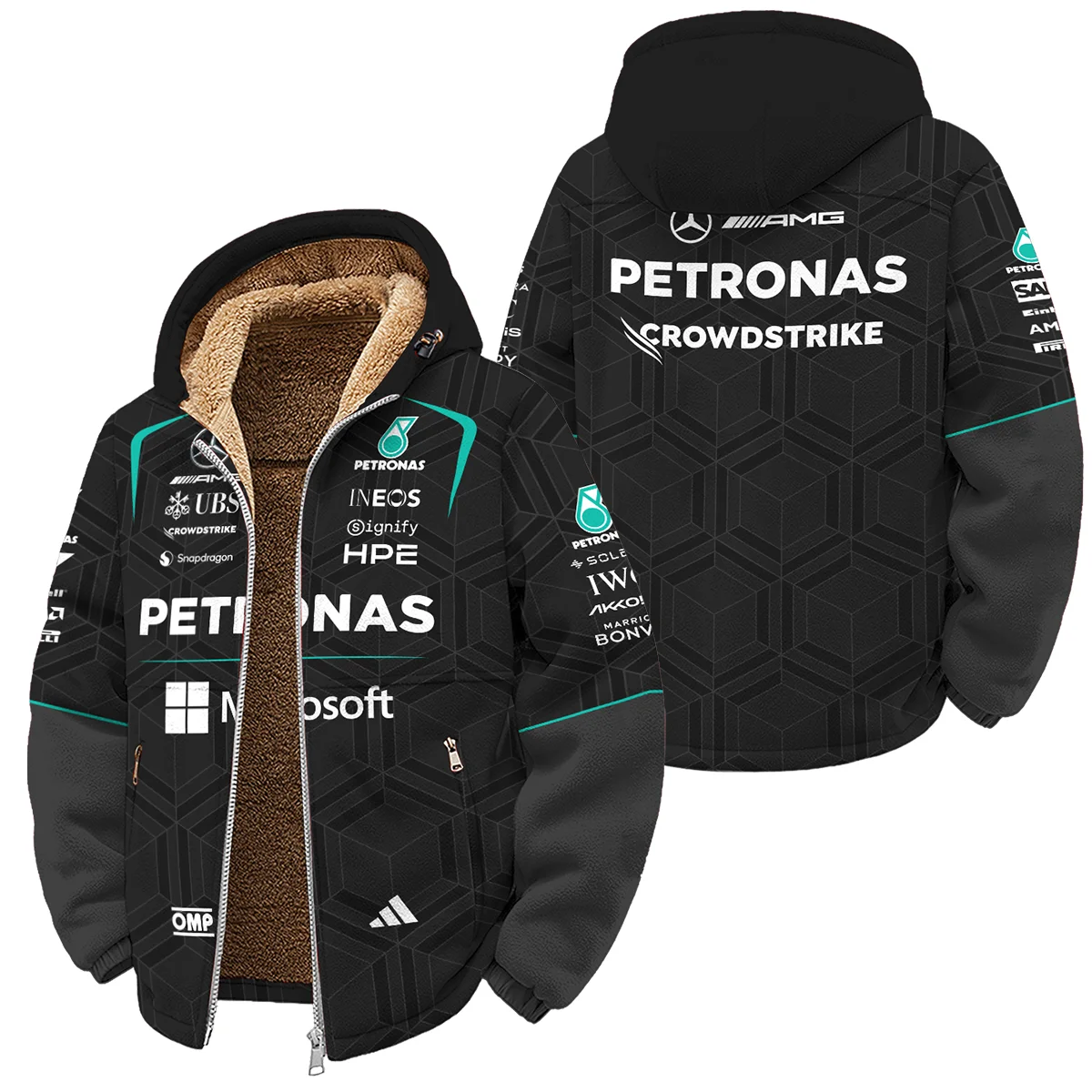 2026 Mercedes F1 Teamwear Winter Fleece Jacket Unisex Motorsport Apparel BLVAMER1226A3WFJ