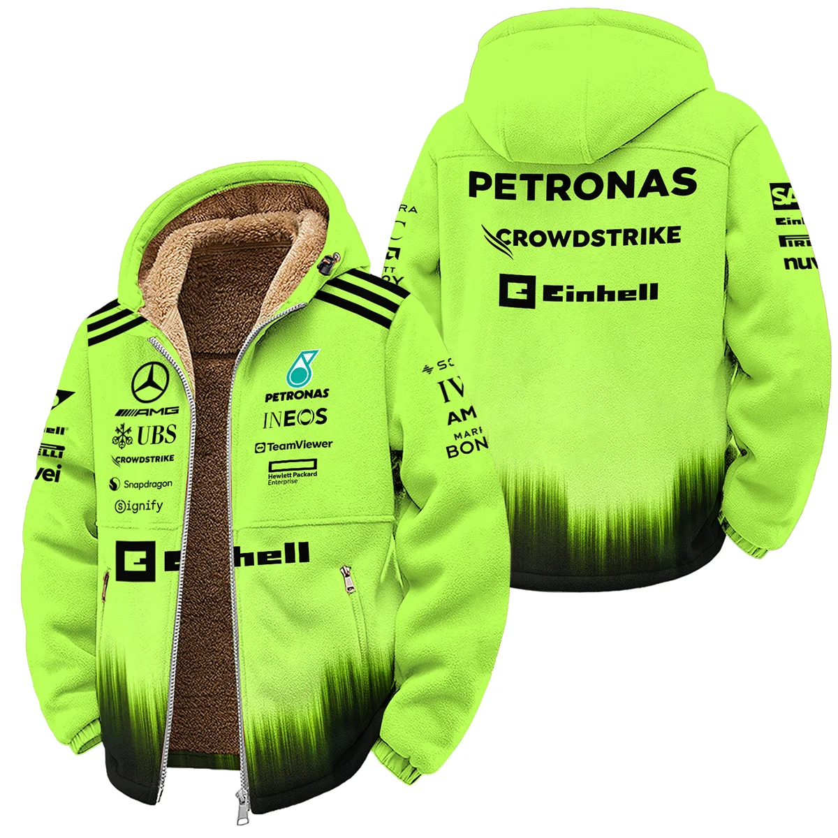 2026 Mercedes F1 Teamwear Winter Fleece Jacket Unisex Motorsport Apparel BLVAMER1226A5WFJ - Green