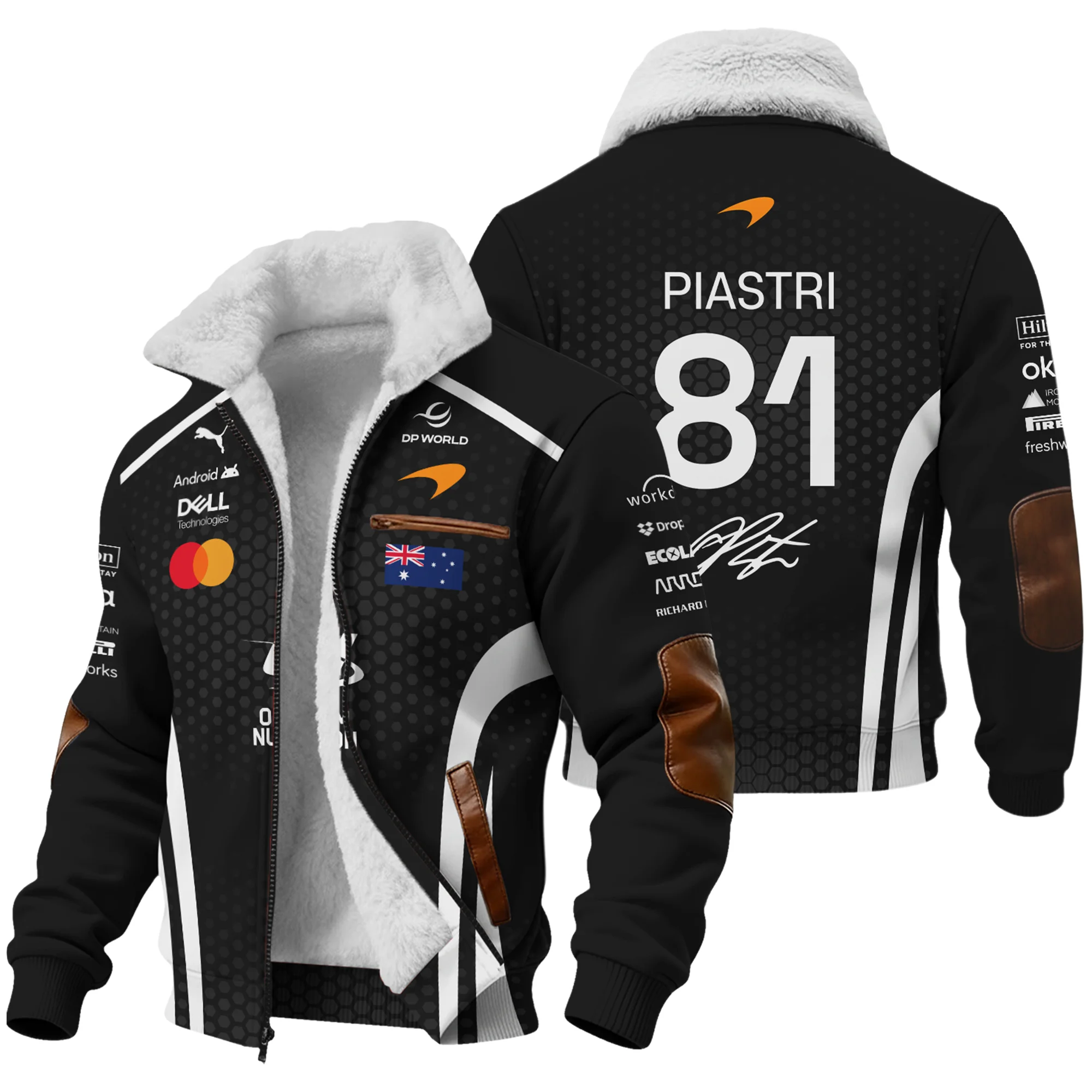 2026 Oscar Piastri McLaren F1 Teamwear Fleece Jacket Unisex Motorsport Apparel BLOP26226A2FJ - White