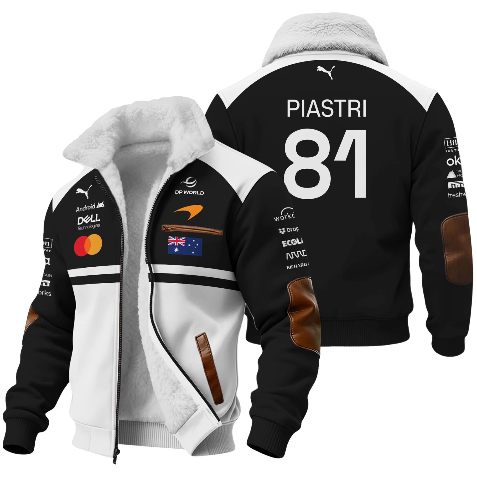 2026 Oscar Piastri McLaren F1 Teamwear Fleece Jacket Unisex Motorsport Apparel BLOP4226A2FJ - White