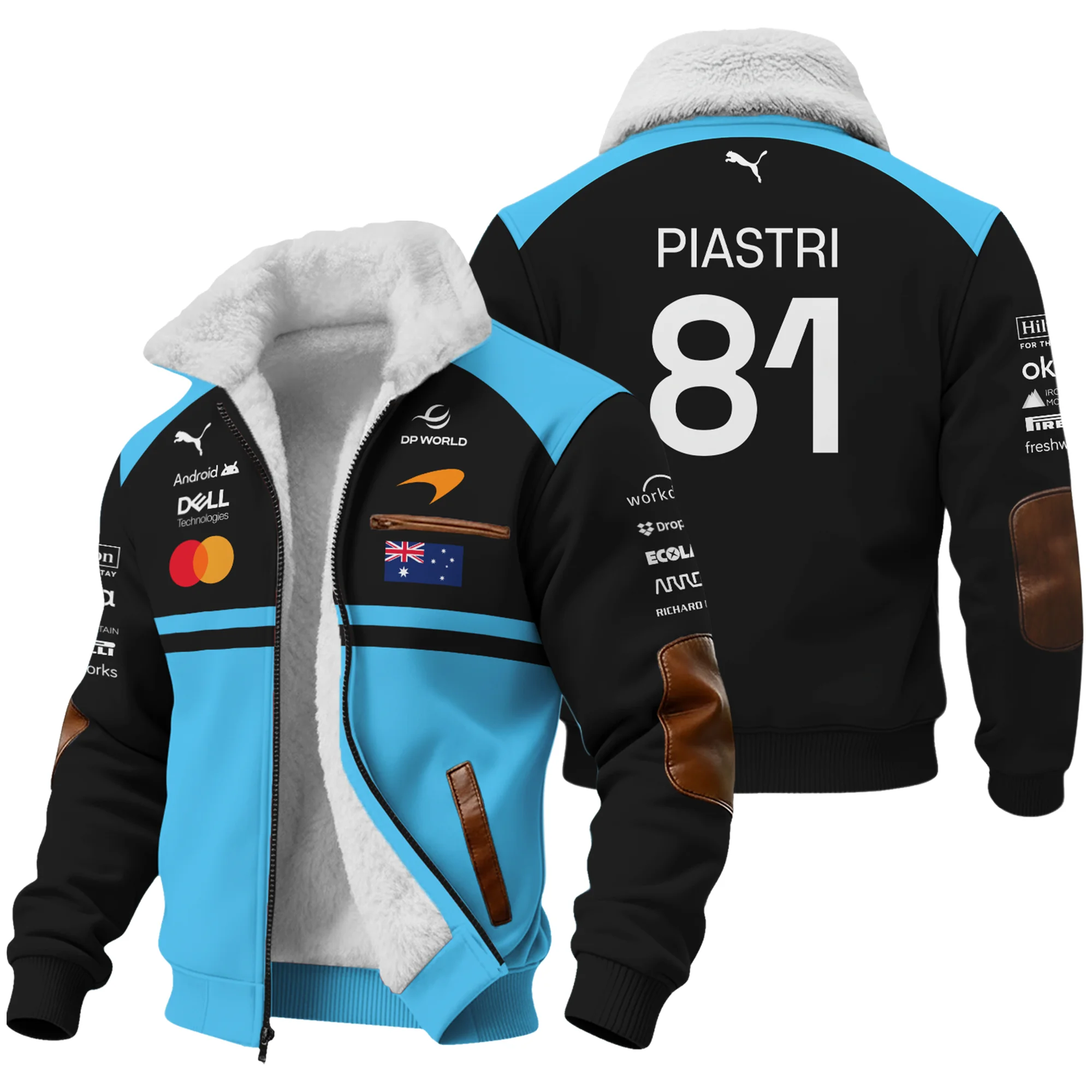 2026 Oscar Piastri McLaren F1 Teamwear Fleece Jacket Unisex Motorsport Apparel BLOP4226A3FJ - Cyan