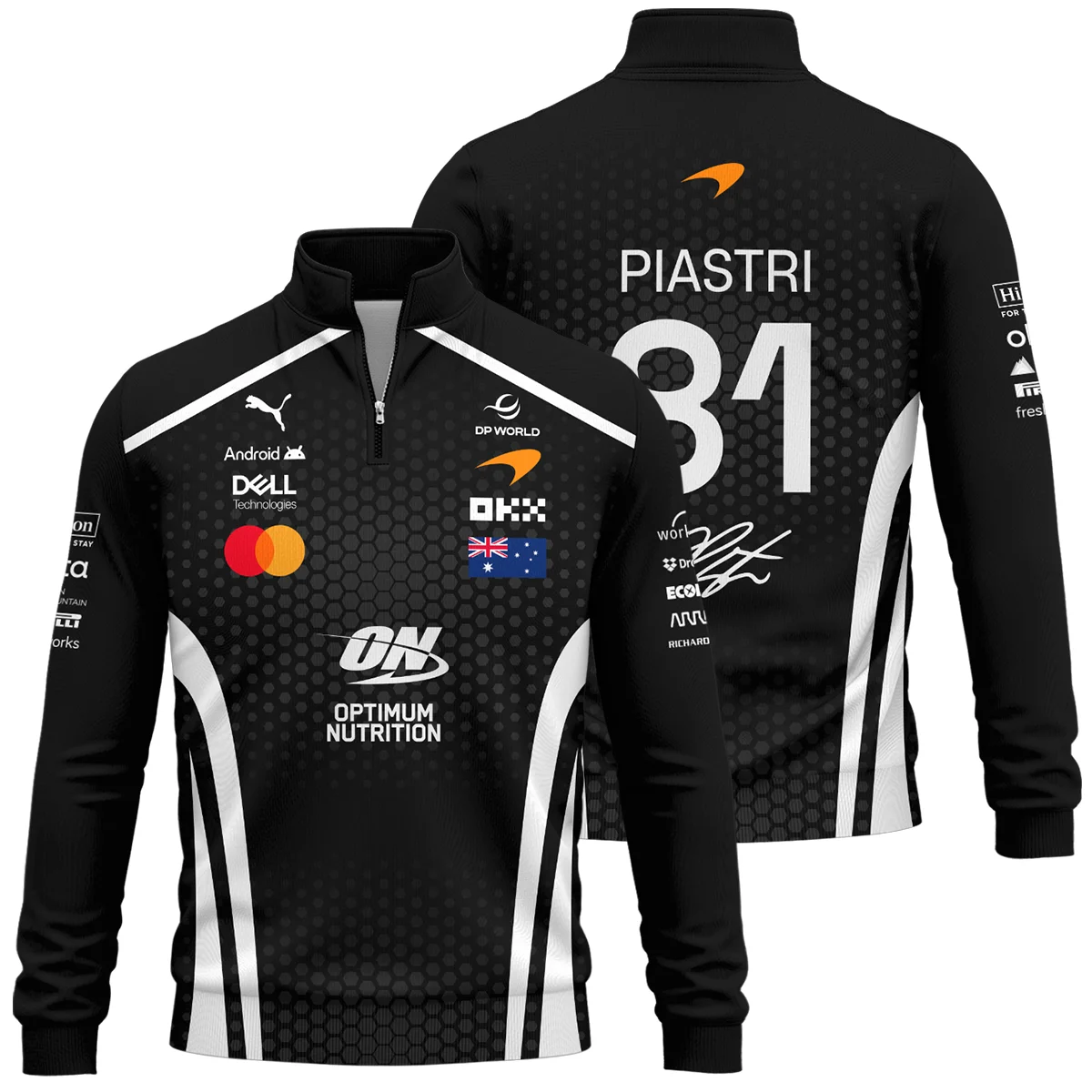 2026 Oscar Piastri McLaren F1 Teamwear Quarter Zip Sweatshirt Unisex Motorsport Apparel BLOP26226A2QZS - White