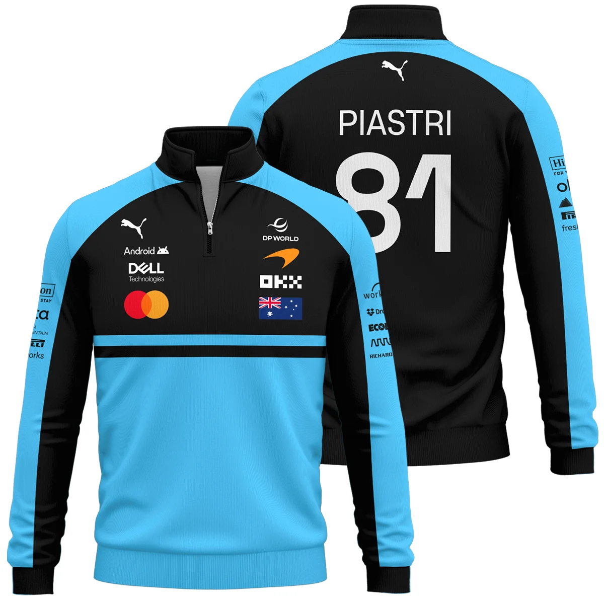 2026 Oscar Piastri McLaren F1 Teamwear Quarter Zip Sweatshirt Unisex Motorsport Apparel BLOP4226A3QZS - Cyan