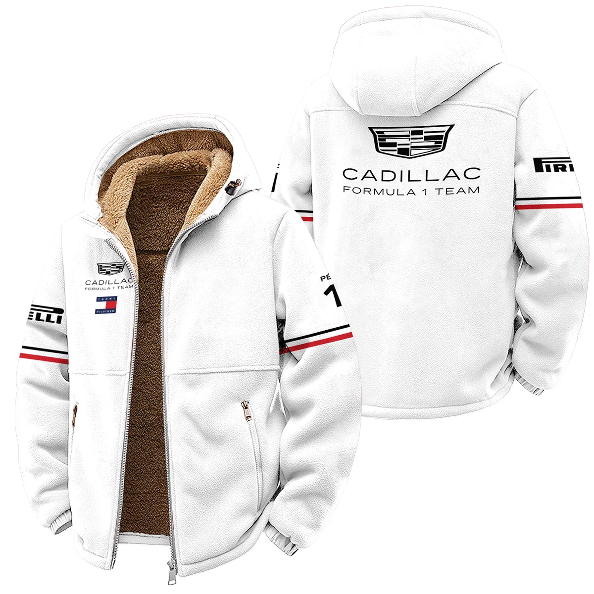 2026 Sergio Perez Cadillac F1 Teamwear Winter Fleece Jacket Unisex Motorsport Apparel BLVACDL9226A3WFJ - White