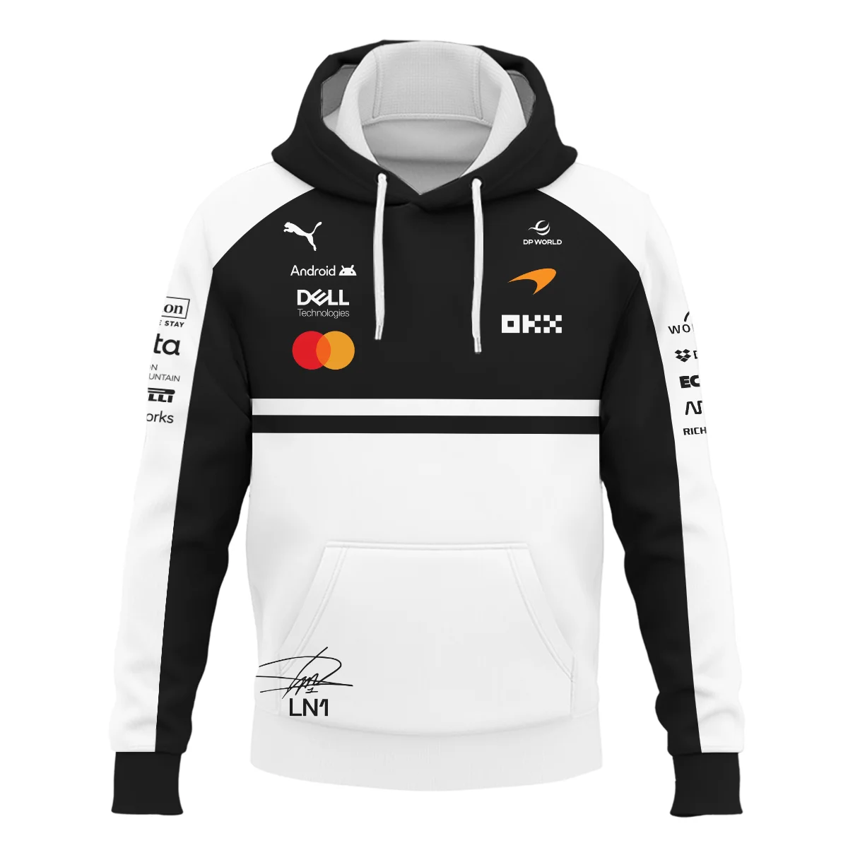 2026 Lando Norris 1 McLaren F1 Teamwear Hoodie BLNR25326A2HD - White - Image 2