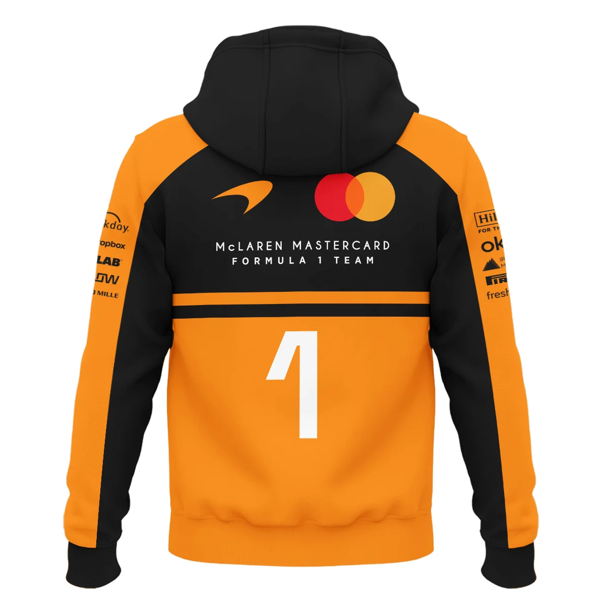 2026 Lando Norris 1 McLaren F1 Teamwear Hoodie BLNR25326A1HD - Orange - Image 3