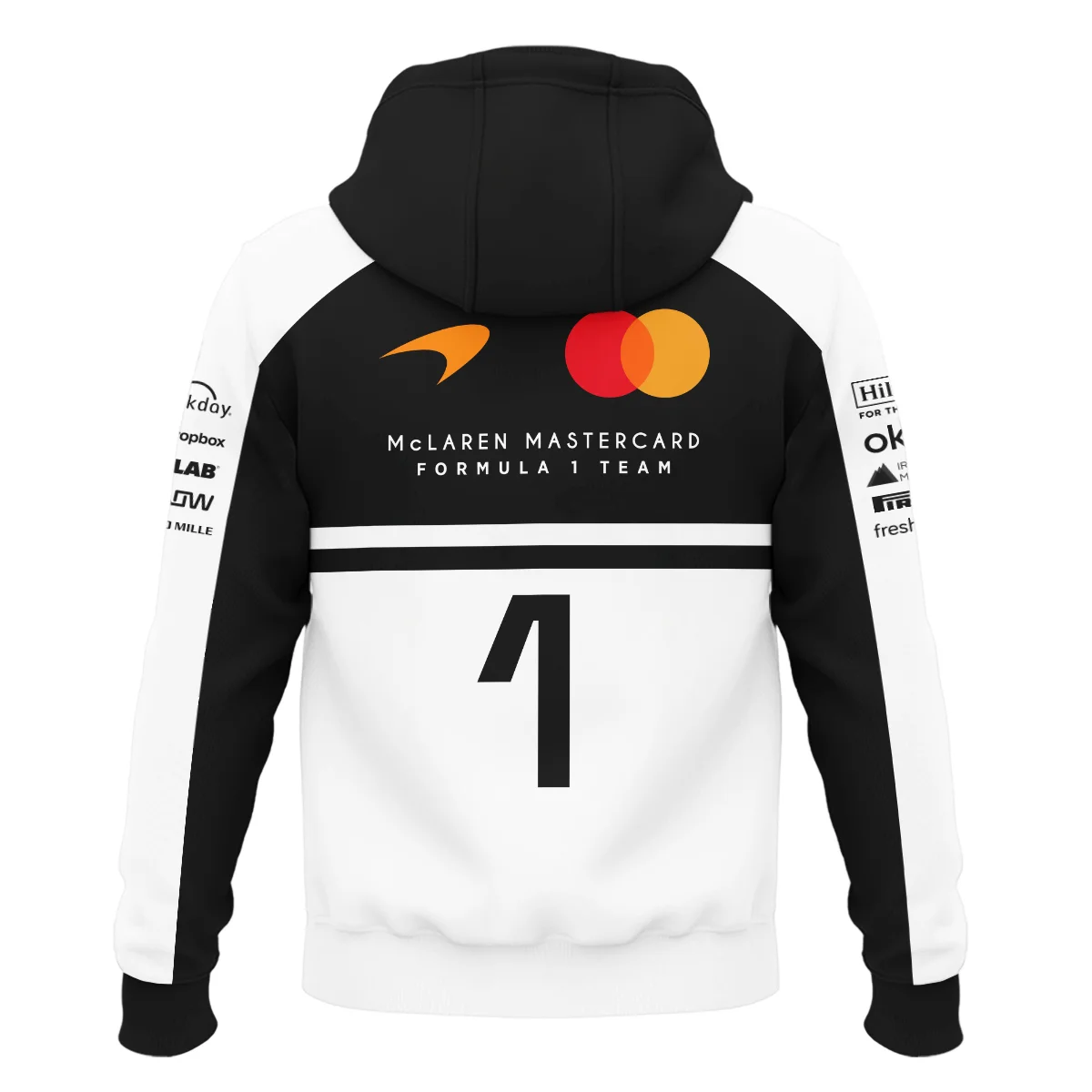 2026 Lando Norris 1 McLaren F1 Teamwear Hoodie BLNR25326A2HD - White - Image 3