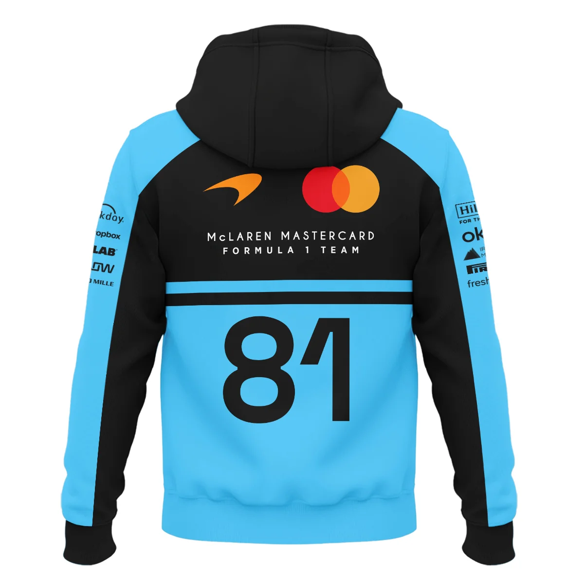 2026 Oscar Piastri 81 McLaren F1 Teamwear Hoodie BLOP25326A3HD - Cyan - Image 3