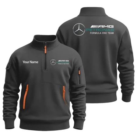 Mercedes F1 Team Logo Fashion Sweatshirt Half Zipper BLFO6825A1MER