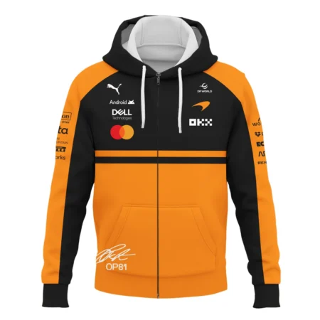 Alternative view of 2026 Oscar Piastri 81 McLaren F1 Teamwear Zipper Hoodie BLOP25326A1ZHD - Orange