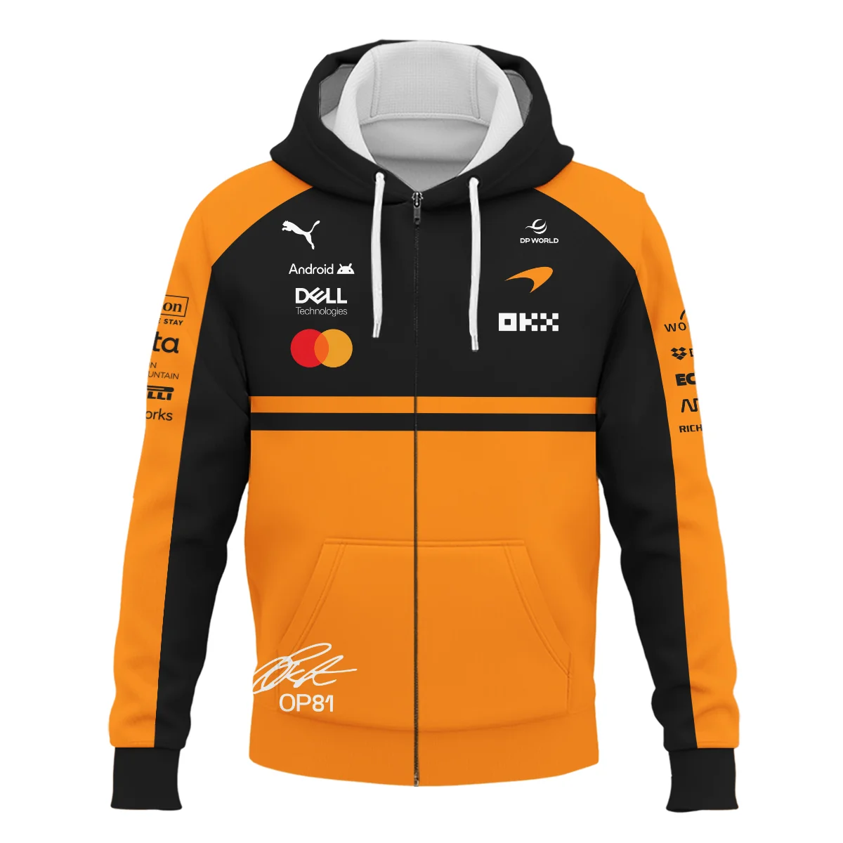 2026 Oscar Piastri 81 McLaren F1 Teamwear Zipper Hoodie BLOP25326A1ZHD - Orange - Image 2