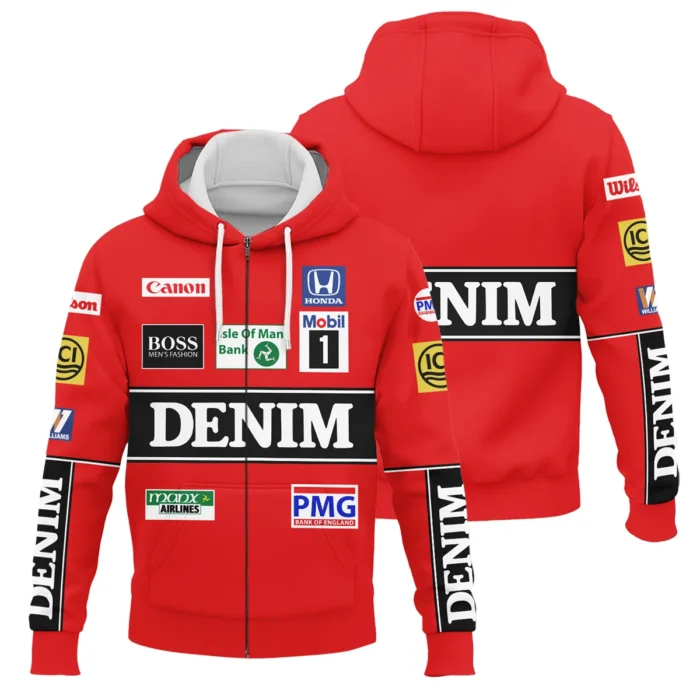 1986 Nigel Mansell Racing Suit Williams F1 Zipper Hoodie BLNM29725A4ZHD