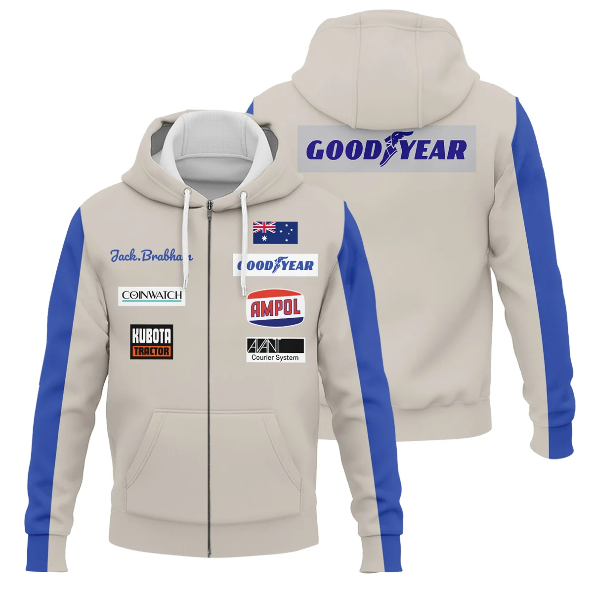 1970 Jack Brabham race suit Zipper Hoodie BLVAJB070725A01ZHD