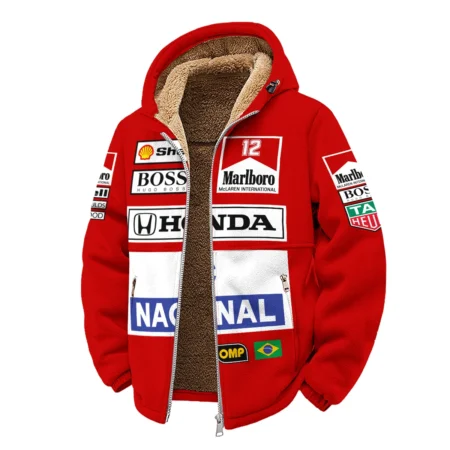 Alternative view of 1988 Ayrton Senna Honda Race Suit Marlboro McLaren Winter Fleece Jacket BL3725A2WFJ