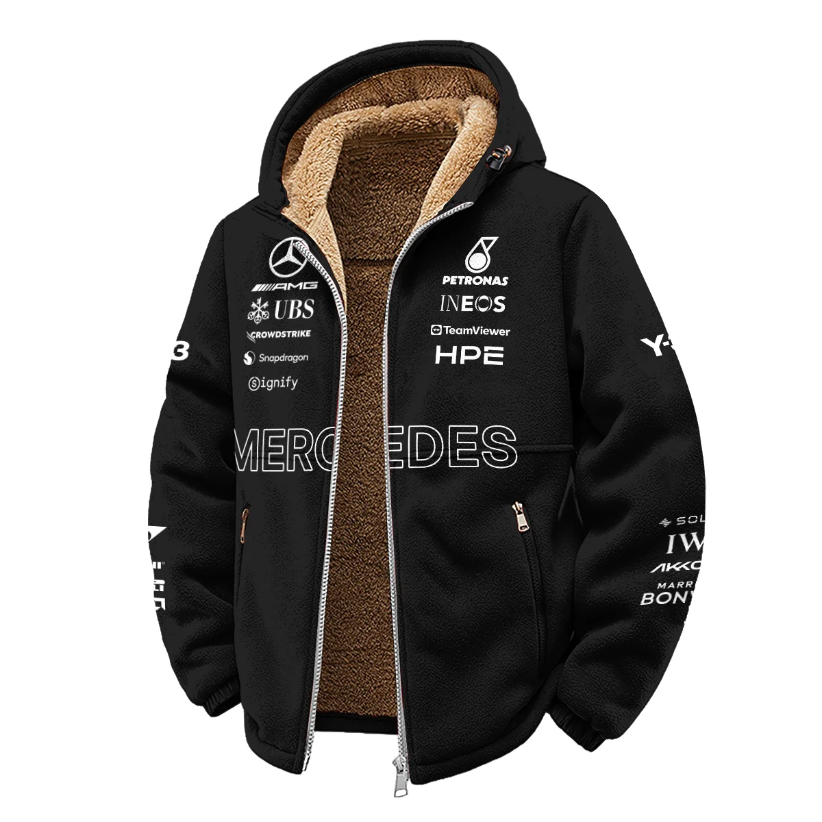 2026 Y-3 x Mercedes F1 Teamwear - Winter Fleece Jacket BLMER18326A3WFJ - Image 2