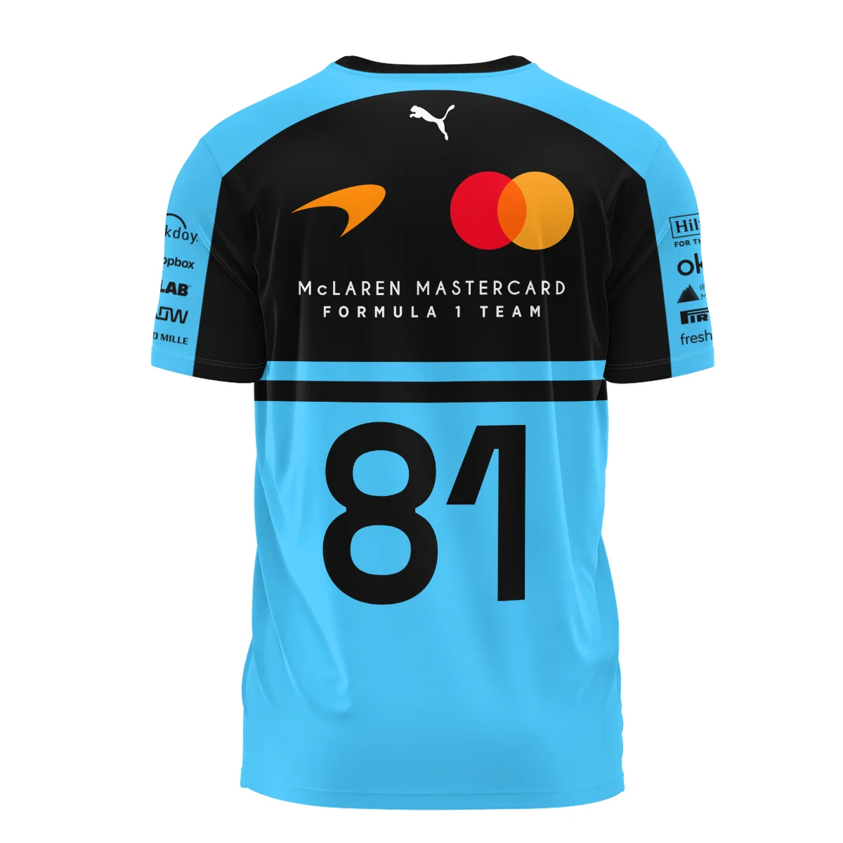 2026 Oscar Piastri 81 McLaren F1 Teamwear T-Shirt BLOP25326A3TS - Cyan - Image 3