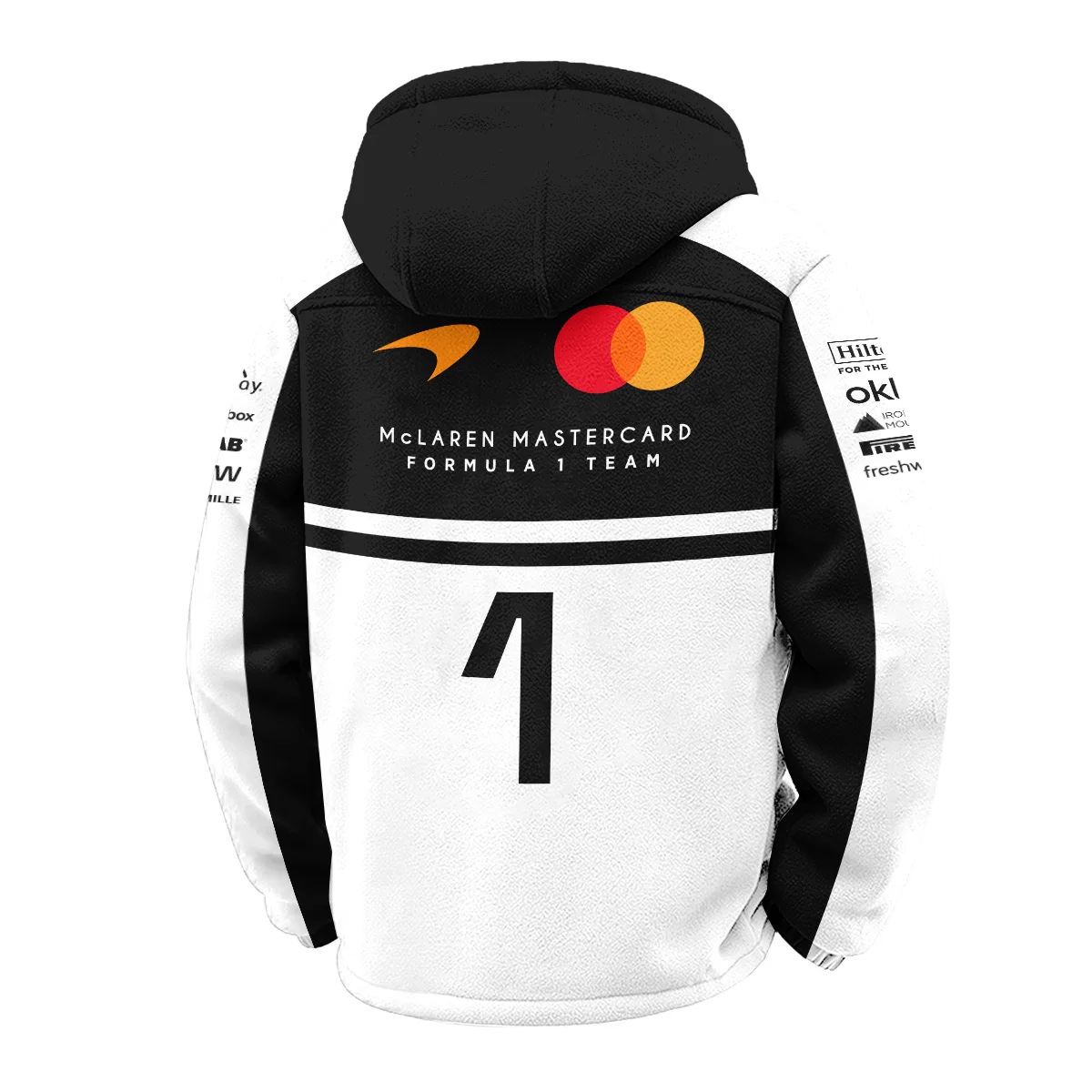 2026 Lando Norris 1 McLaren F1 Teamwear Winter Fleece Jacket BLNR25326A2WFJ - White - Image 3