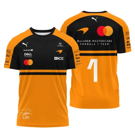 2026 Lando Norris 1 McLaren F1 Teamwear T-Shirt BLNR25326A1TS - Orange