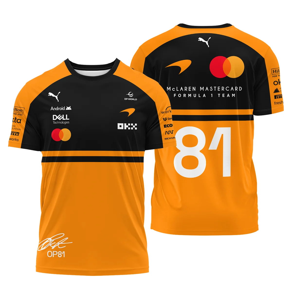 2026 Oscar Piastri 81 McLaren F1 Teamwear T-Shirt BLOP25326A1TS - Orange