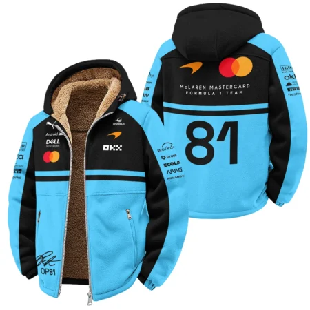 2026 Oscar Piastri 81 McLaren F1 Teamwear Winter Fleece Jacket BLOP25326A3WFJ - Cyan