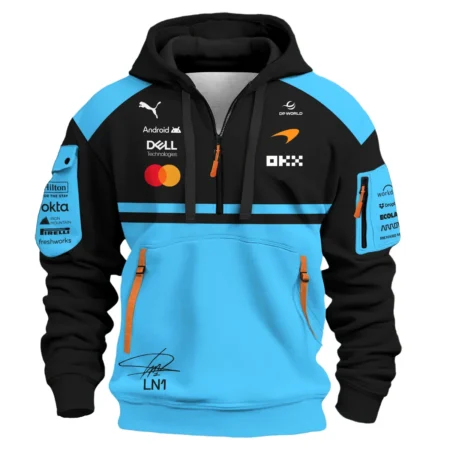 Alternative view of 2026 Lando Norris 1 McLaren F1 Teamwear Hoodie Half Zip BLNR25326A3HDF - Cyan