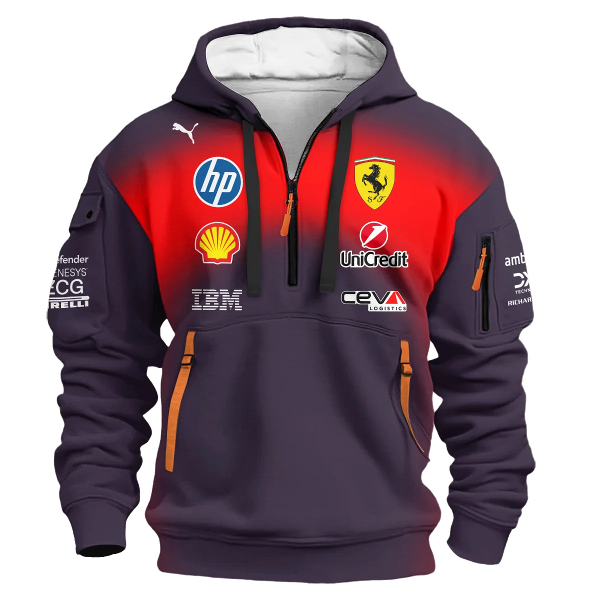 2026 China GP Edition Ferrari F1 Hoodie Half Zip BLVA12326FRRHDF - Image 2
