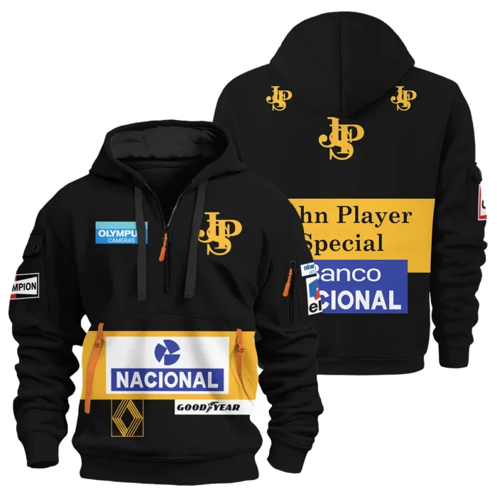 1985 Ayrton Senna John Player Special - Lotus F1 Racing Team Hoodie Half Zipper BL3725A4HDF