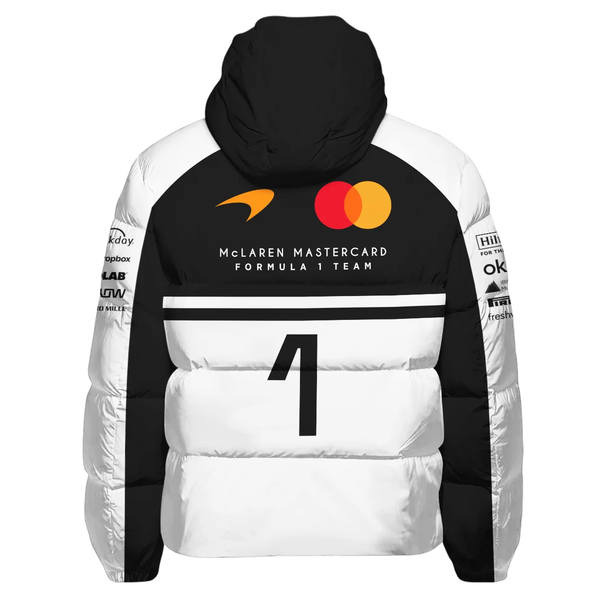 2026 Lando Norris 1 McLaren F1 Teamwear Down & Puffer Jackets BLNR25326A2HCJ - White - Image 3