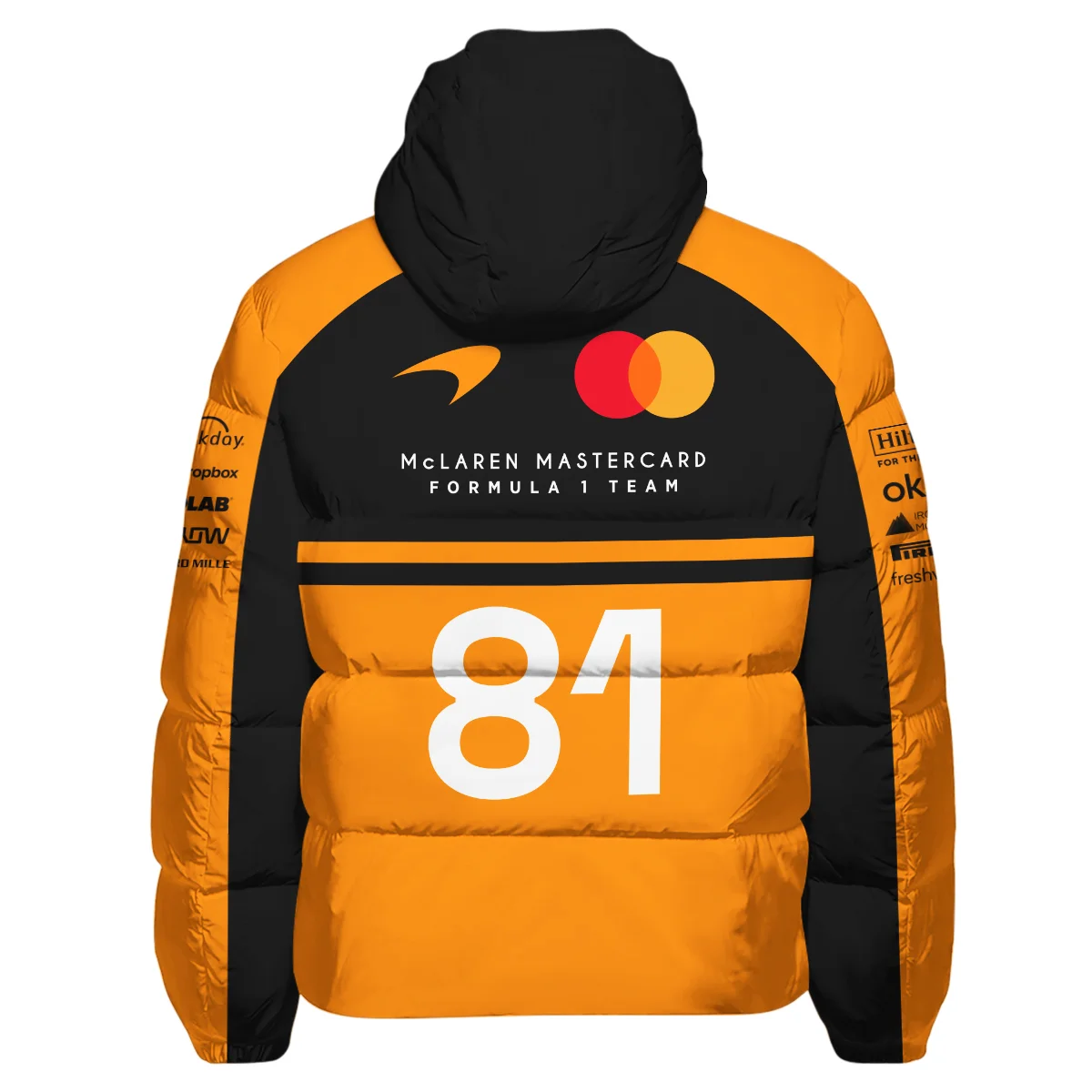 2026 Oscar Piastri 81 McLaren F1 Teamwear Down & Puffer Jackets BLOP25326A1HCJ - Orange - Image 3