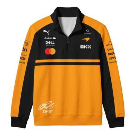 Alternative view of 2026 Oscar Piastri 81 McLaren F1 Teamwear Quarter Zip Sweatshirt BLOP25326A1QZS - Orange