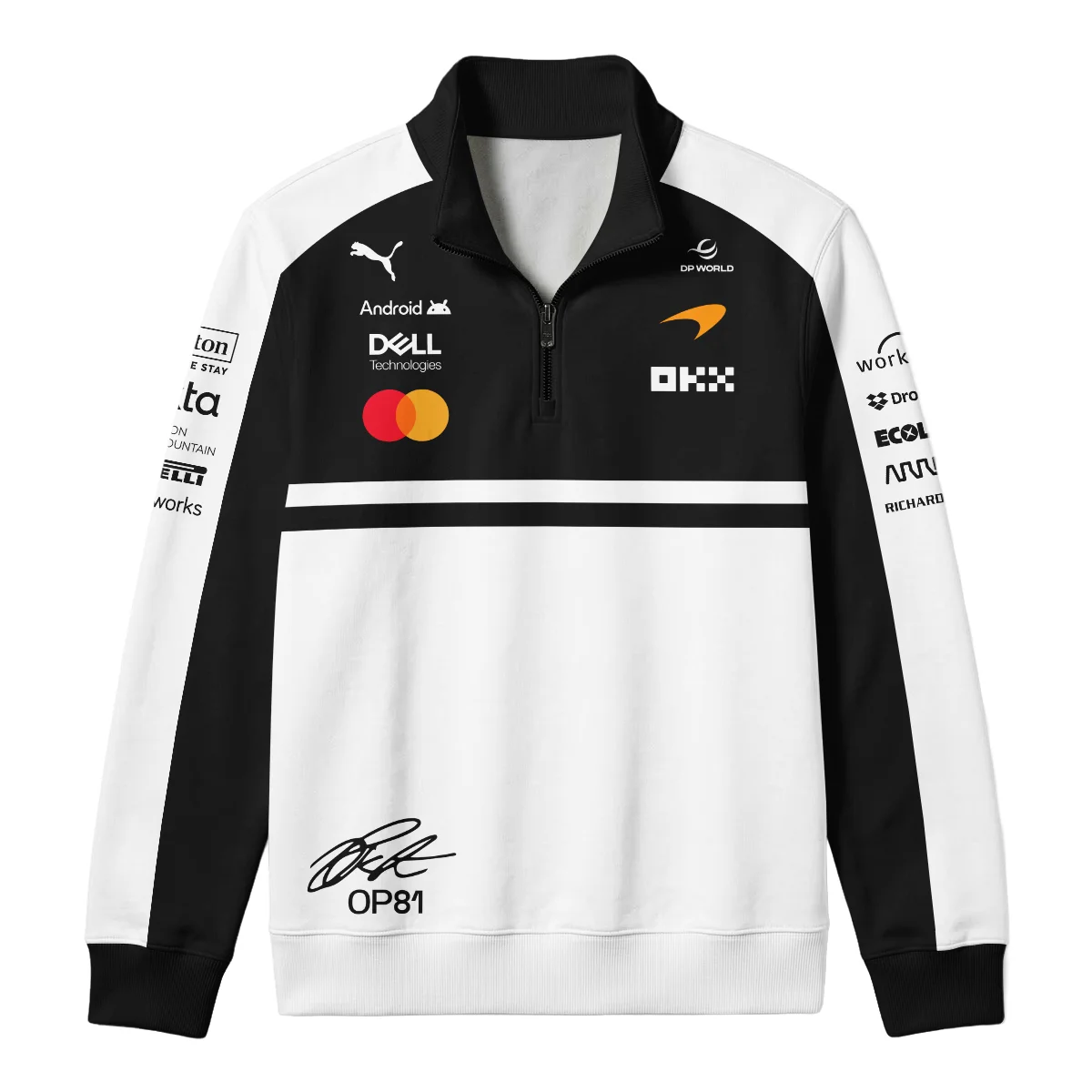 2026 Oscar Piastri 81 McLaren F1 Teamwear Quarter Zip Sweatshirt BLOP25326A2QZS - White - Image 2