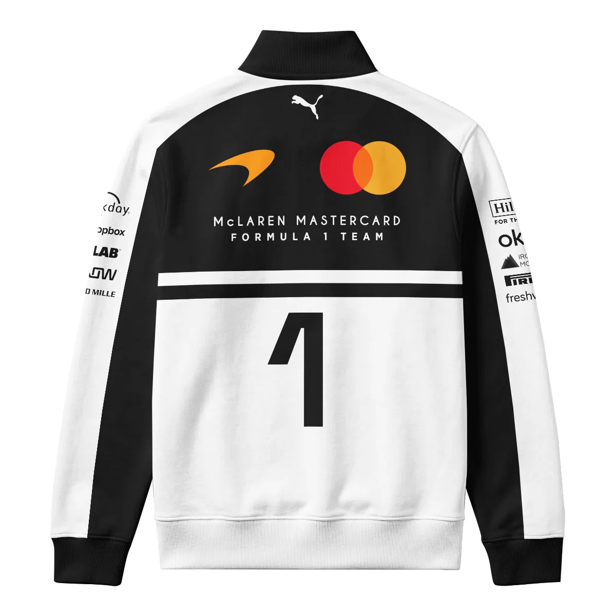 2026 Lando Norris 1 McLaren F1 Teamwear Quarter Zip Sweatshirt BLNR25326A2QZS - White - Image 3