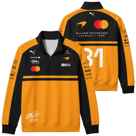 2026 Oscar Piastri 81 McLaren F1 Teamwear Quarter Zip Sweatshirt BLOP25326A1QZS - Orange