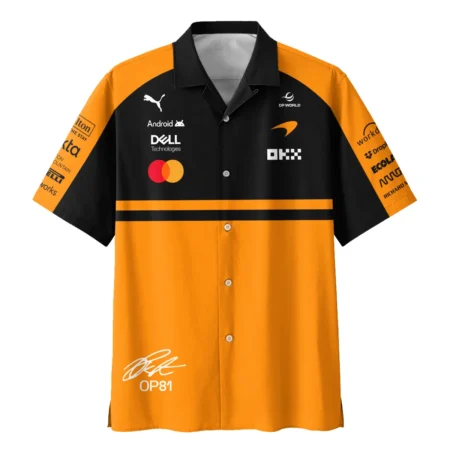 Alternative view of 2026 Oscar Piastri 81 McLaren F1 Teamwear Hawaiian Shirt BLOP25326A1HW - Orange