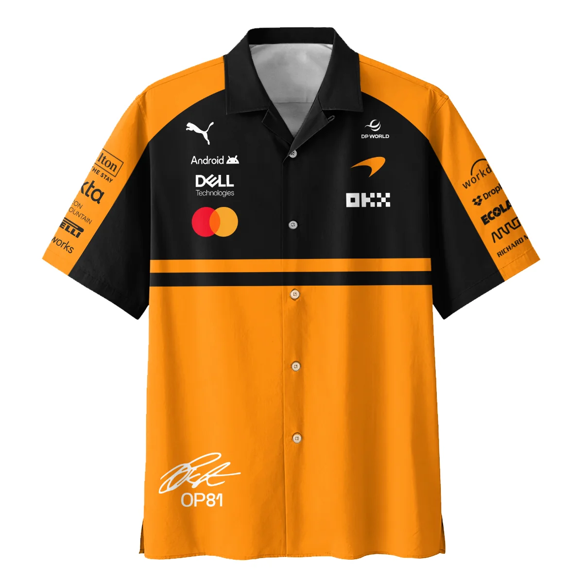 2026 Oscar Piastri 81 McLaren F1 Teamwear Hawaiian Shirt BLOP25326A1HW - Orange - Image 2