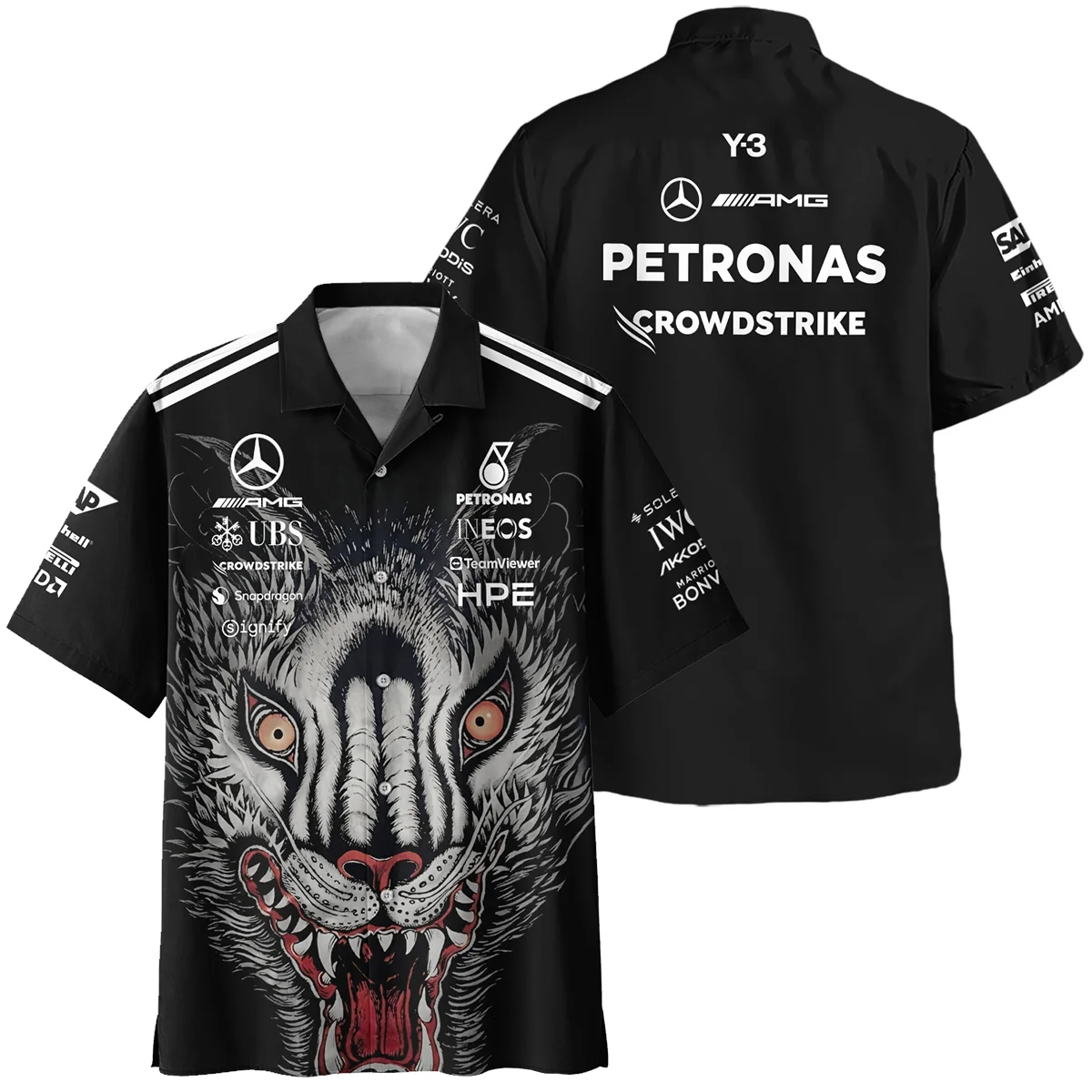 2026 Japan GP Y-3 x Mercedes F1 - Hawaiian Shirt BLMER18326A1HW